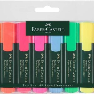 faber castell textliner 48 pack de 8 marcadores fluorescentes punta biselada trazo entre 1.2mm y 5mm tinta con base de agua colores surtidos