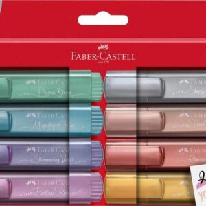faber castell textliner 46 metallic pack de 8 marcadores fluorescentes punta biselada trazo entre 1mm y 5mm tinta con base de agua colores surtidos