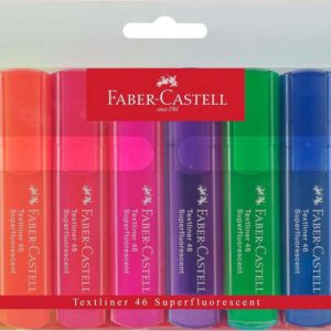 faber castell textliner 46 superfluorescente pack de 8 marcadores fluorescentes punta biselada trazo entre 1mm y 5mm tinta con base de agua colores surtidos
