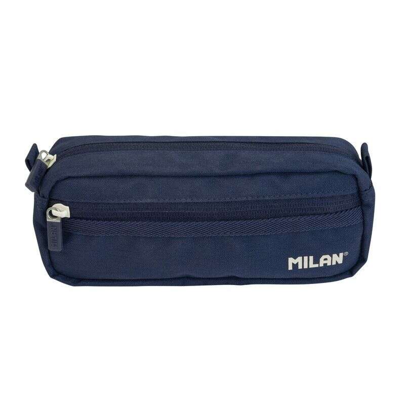 milan coleccion 430 estuche portatodo rectangular 2 compartimentos tejido resistente a las roturas y rasgaduras medidas 21x8,5x6,1cm color azul oscuro
