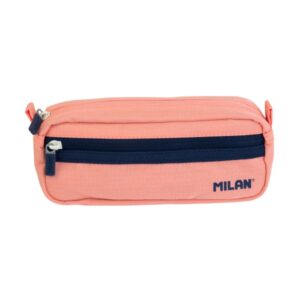 milan coleccion 430 estuche portatodo rectangular 2 compartimentos tejido resistente a las roturas y rasgaduras medidas 21x8,5x6,1cm color rosa