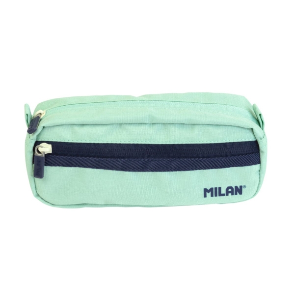 milan serie 1918 estuche portatodo rectangular 2 compartimentos tejido resistente a las roturas y rasgaduras medidas 21x8,5x6,1cm color verde