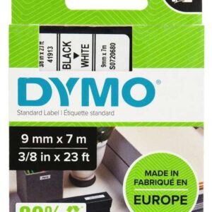 dymo d1 40913 cinta de etiquetas original para rotuladora texto negro sobre fondo blanco ancho 9mm x 7 metros s0720680