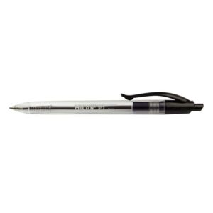 milan p1 boligrafo de bola retractil punta redonda 1mm cuerpo transparente color negro