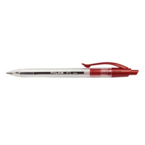 milan p1 boligrafo de bola retractil punta redonda 1mm cuerpo transparente color rojo
