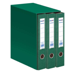 dohe archicolor modulo de 3 archivadores de palanca con rado lomo estrecho formato folio carton forrado color verde