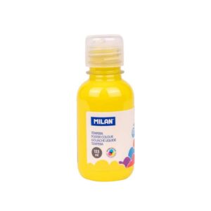 milan botella de tempera 125ml tapon dosificador secado rapido mezclable color amarillo