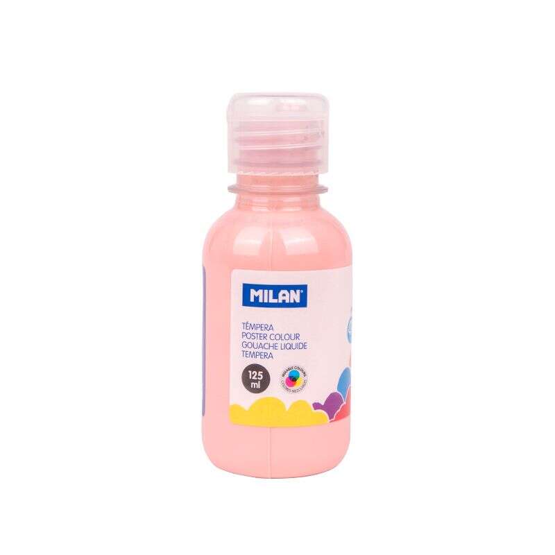 milan botella de tempera 125ml tapon dosificador secado rapido mezclable color rosa palido