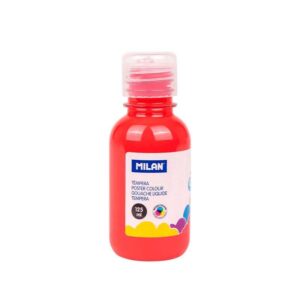 milan botella de tempera 125ml tapon dosificador secado rapido mezclable color rojo
