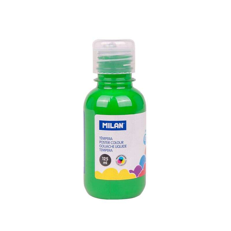 milan botella de tempera 125ml tapon dosificador secado rapido mezclable color verde claro