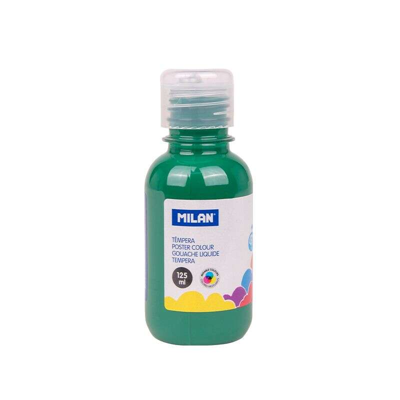 milan botella de tempera 125ml tapon dosificador secado rapido mezclable color verde oscuro