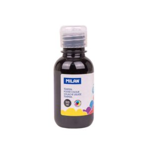 milan botella de tempera 125ml tapon dosificador secado rapido mezclable color negro