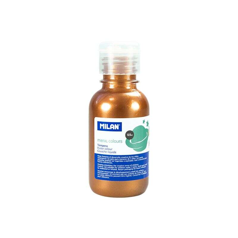milan botella de tempera 125ml tapon dosificador secado rapido mezclable color cobre