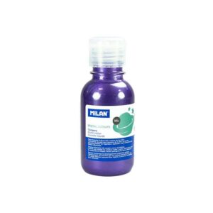 milan botella de tempera 125ml tapon dosificador secado rapido mezclable color lila metalizado