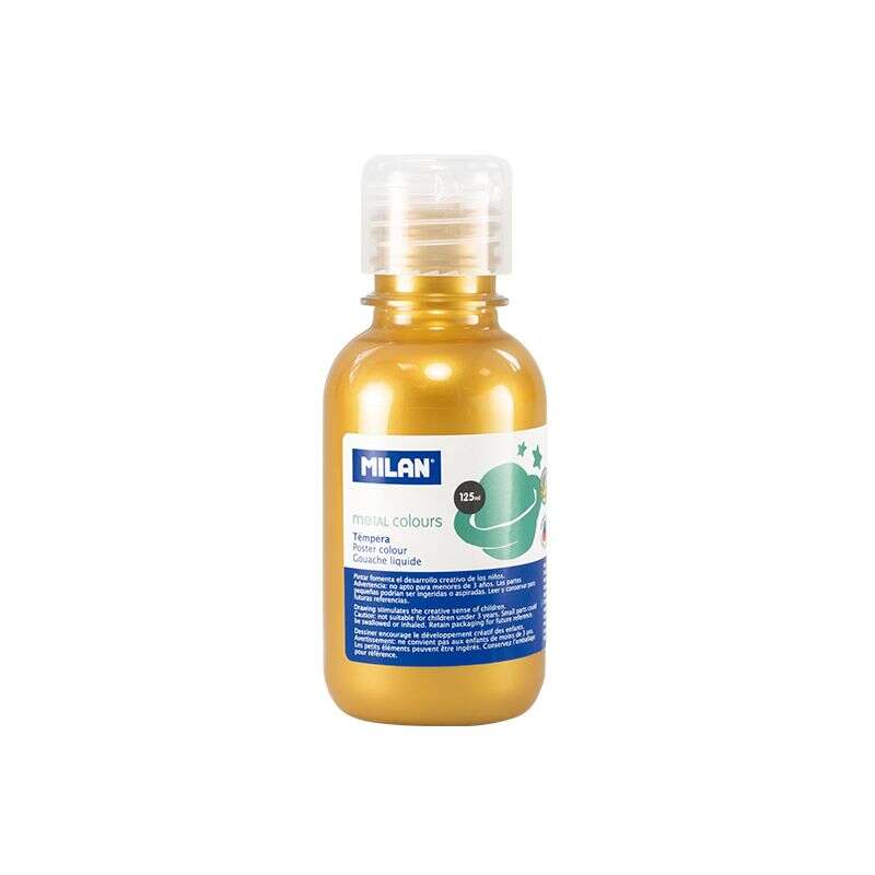 milan botella de tempera 125ml tapon dosificador secado rapido mezclable color oro