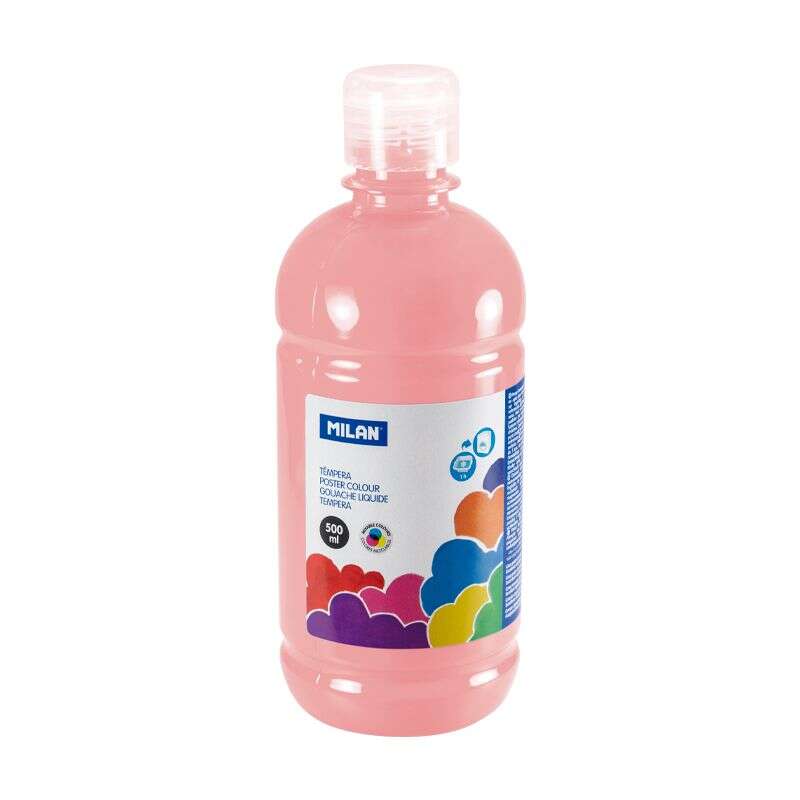 milan botella de tempera 500ml tapon dosificador secado rapido mezclable color rosa palido