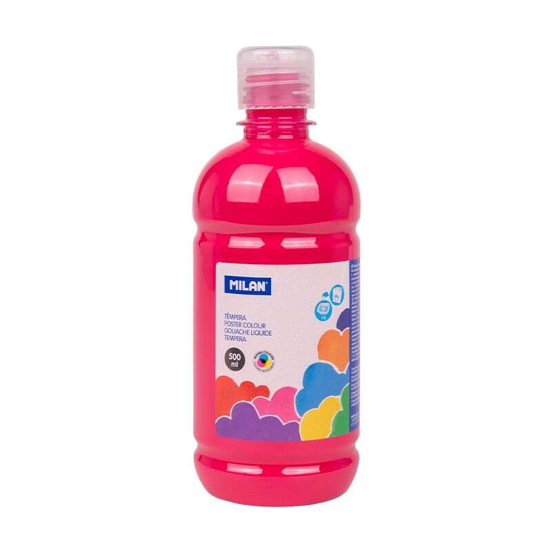 milan botella de tempera 500ml tapon dosificador secado rapido mezclable color magenta