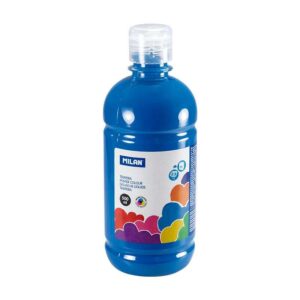 milan botella de tempera 500ml tapon dosificador secado rapido mezclable color azul cyan