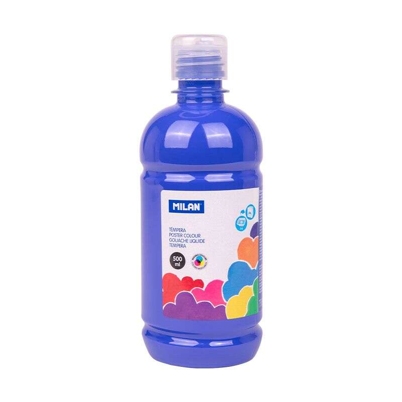 milan botella de tempera 500ml tapon dosificador secado rapido mezclable color azul marino