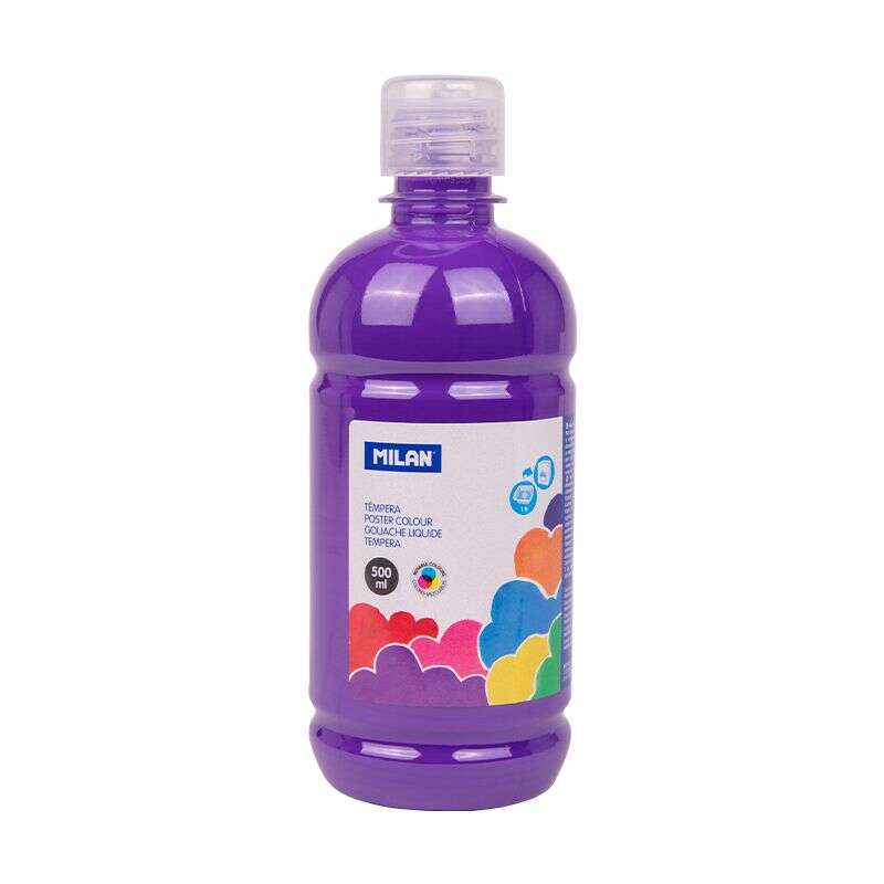 milan botella de tempera 500ml tapon dosificador secado rapido mezclable color violeta
