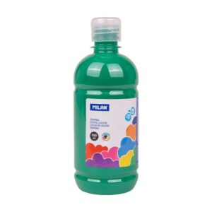 milan botella de tempera 500ml tapon dosificador secado rapido mezclable color verde oscuro