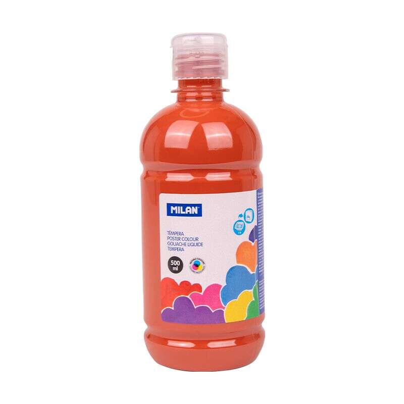 milan botella de tempera 500ml tapon dosificador secado rapido mezclable color marron