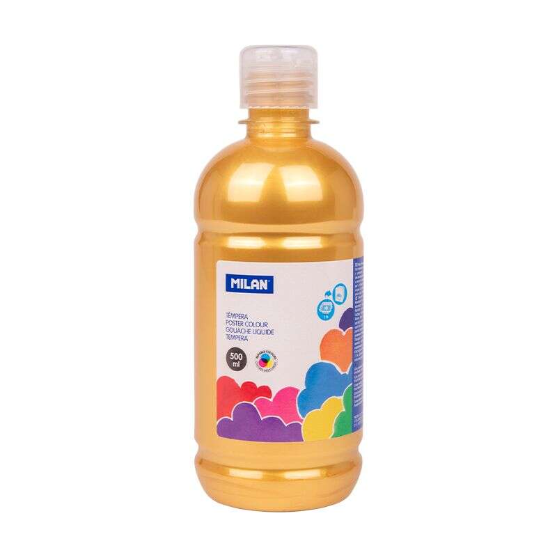 milan botella de tempera 500ml tapon dosificador secado rapido mezclable color oro