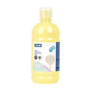 milan botella de tempera 500ml tapon dosificador secado rapido mezclable color amarillo pastel