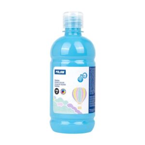 milan botella de tempera 500ml tapon dosificador secado rapido mezclable color azul claro pastel