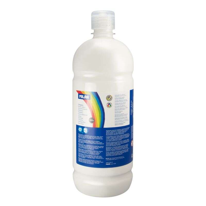 milan botella de tempera 1000ml tapon dosificador secado rapido mezclable color blanco
