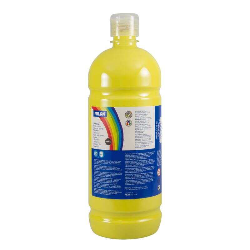 milan botella de tempera 1000ml tapon dosificador secado rapido mezclable color amarillo