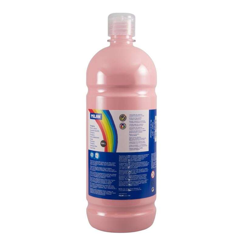 milan botella de tempera 1000ml tapon dosificador secado rapido mezclable color rosa palido