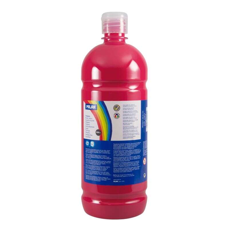 milan botella de tempera 1000ml tapon dosificador secado rapido mezclable color magenta