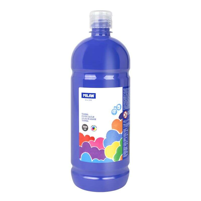 milan botella de tempera 1000ml tapon dosificador secado rapido mezclable color azul marino