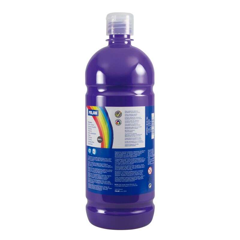 milan botella de tempera 1000ml tapon dosificador secado rapido mezclable color violeta