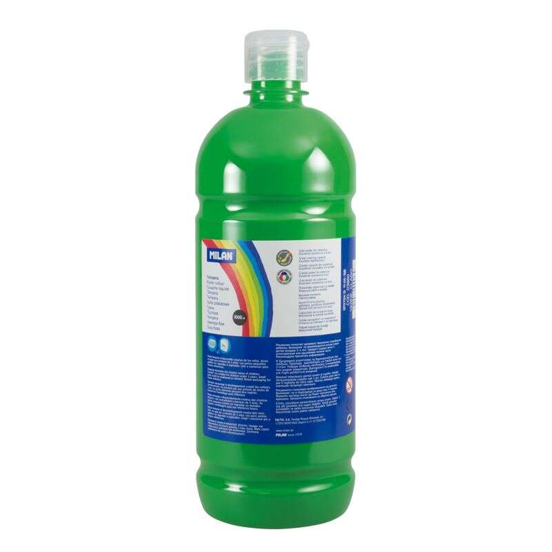 milan botella de tempera 1000ml tapon dosificador secado rapido mezclable color verde claro