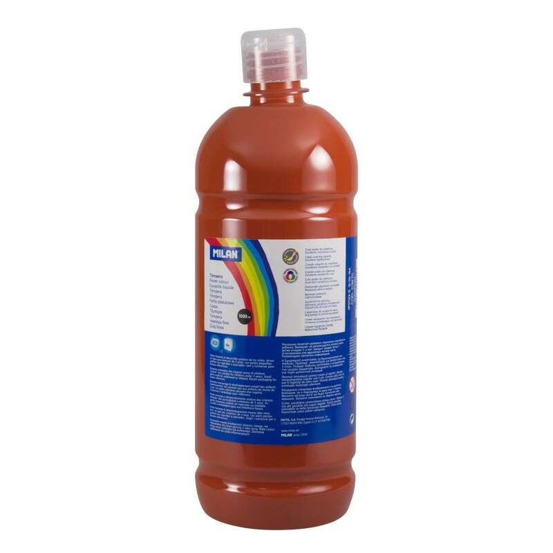milan botella de tempera 1000ml tapon dosificador secado rapido mezclable color marron