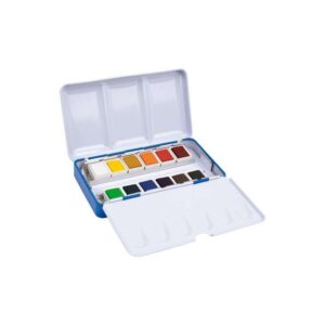 milan art estuche metalico de 12 acuarelas medio godet opacos y resistentes a la luz mezclables bandeja abatible colores surtidos