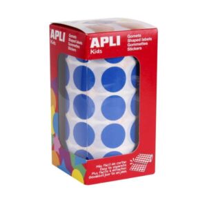 apli rollo de 1770 gomets redondos azules Ø 20mm adhesivo permanente desarrolla habilidades y capacidades en niños