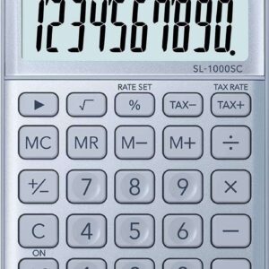 casio sl 1000sc calculadora de bolsillo pantalla extragrande de 10 digitos alimentacion solar y pilas color azul