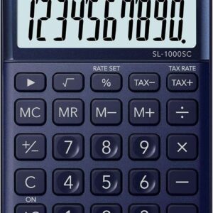 casio sl 1000sc calculadora de bolsillo pantalla extragrande de 10 digitos alimentacion solar y pilas color azul oscuro