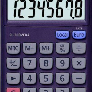 casio sl 300vera calculadora de bolsillo pantalla lc extragrande de 8 digitos funcion conversor de euros color azul oscuro