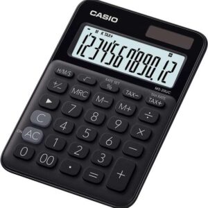 casio ms 20uc calculadora de sobremesa pequeña pantalla lcd de 12 digitos alimentacion solar y pilas color negro