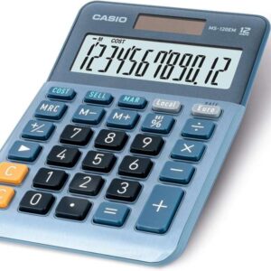 casio ms 120em calculadora de sobremesa pequeña pantalla lcd de 12 digitos alimentacion solar y pilas color azul