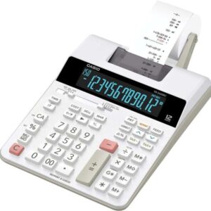 casio fr 2650rc calculadora impresora de sobremesa impresión en 2 colores pantalla de 12 digitos función de reloj y calendario color blanco