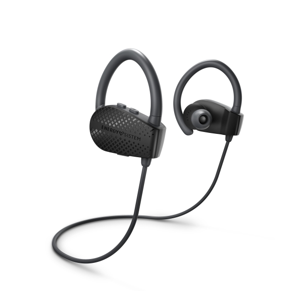 energy sistem sport 1+ auriculares deportivos bluetooth 5.1 hasta 8 horas de autonomia microfono con funcion manos libres y control por voz sistema de fijacion secure fit resistente al sudor color negro