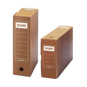 dohe caja de archivo definitivo polipropileno acanalado lomo 115mm tamaño folio prolongado utilizable en horizontal y vertical facil montaje color marron