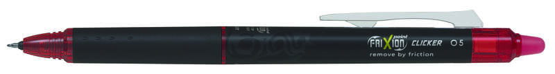 pilot frixion point clicker 0.5 boligrafo retractil de tinta termosensible borrable punta fina 0.5mm trazo 0.25mm grip de agarre color rojo