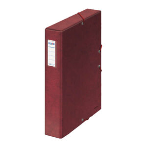 dohe caja para proyectos lomo 5cm carton forrado con papel impreso y plastificado cierre con gomas color rojo
