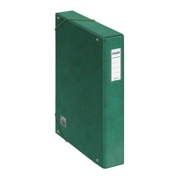 dohe caja para proyectos lomo 5cm carton forrado con papel impreso y plastificado cierre con gomas color verde